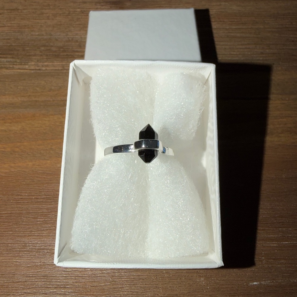 NIB 925 Sterling Silver adjustable onyx ring NEW
